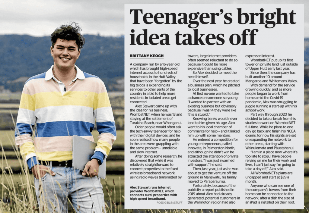 Alex Stewart/WombatNET April 2021 Stuff/Herald article exerpt