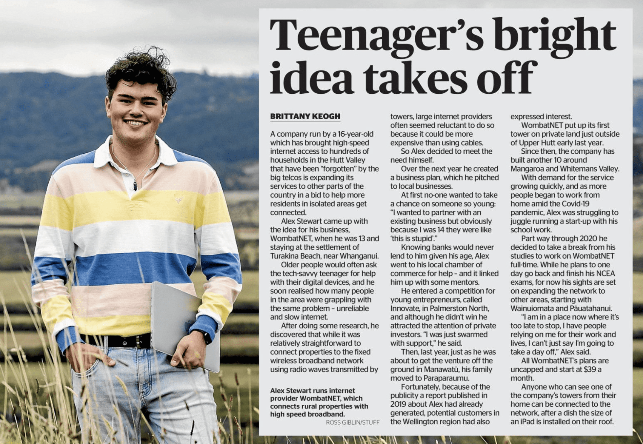 Alex Stewart/WombatNET April 2021 Stuff/Herald article exerpt